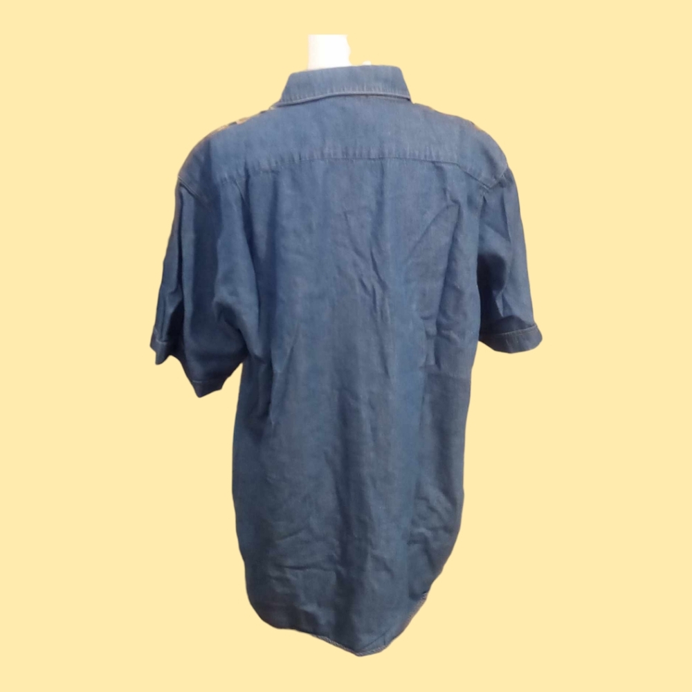 Vintage large denim/leopard  button down - Picture 4 of 6